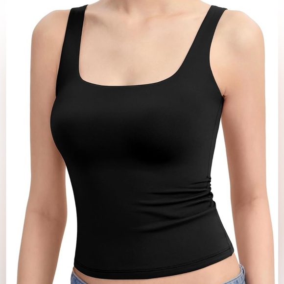 Women's Square Neck Tank Top Sleeveless Double Lined Basic Tops Sharp Collection - Picture 1 of 4
